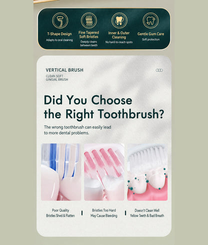 S-Type Vertical Toothbrush - Ultra-Soft Fine Bristles, Oval Design, Polypropylene & PBT Plastic, Unisex Adult Non Toxic Toothbrush for Oral Care Supplies, Deep Clean & Sensitivity Relief, Daily Dental Care