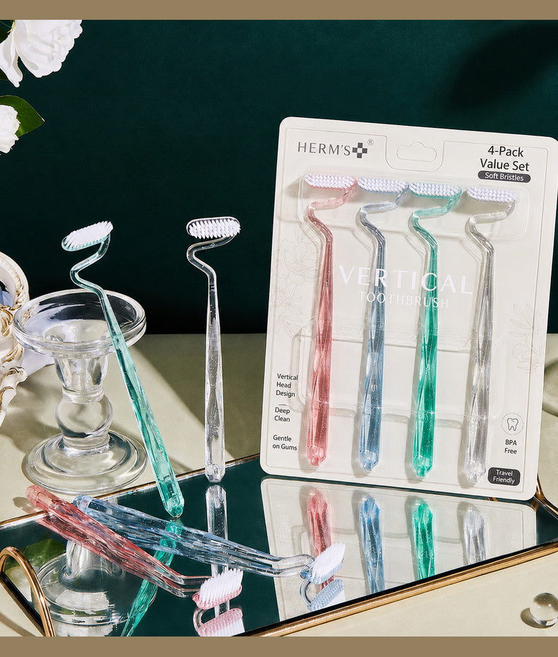S-Type Vertical Toothbrush - Ultra-Soft Fine Bristles, Oval Design, Polypropylene & PBT Plastic, Unisex Adult Non Toxic Toothbrush for Oral Care Supplies, Deep Clean & Sensitivity Relief, Daily Dental Care