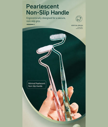 S-Type Vertical Toothbrush - Ultra-Soft Fine Bristles, Oval Design, Polypropylene & PBT Plastic, Unisex Adult Non Toxic Toothbrush for Oral Care Supplies, Deep Clean & Sensitivity Relief, Daily Dental Care